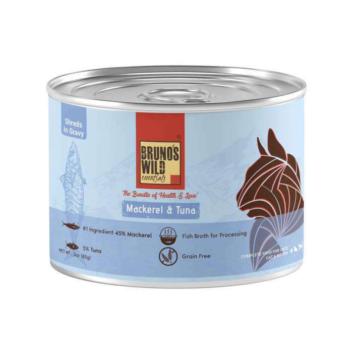 Bruno’s Wild Essentials Mackerel & Tuna in Gravy Food for Cat, All Ages,80g