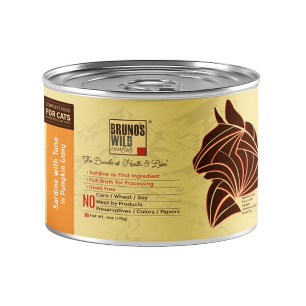 Bruno’s Wild Essentials Sardine with Tuna & Pumpkin Gravy for Cat,All Ages,170g