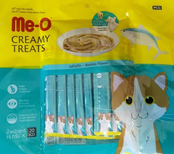 Me-O Creamy Cat Treat Bonito Flavour – Pack of 20 Sticks