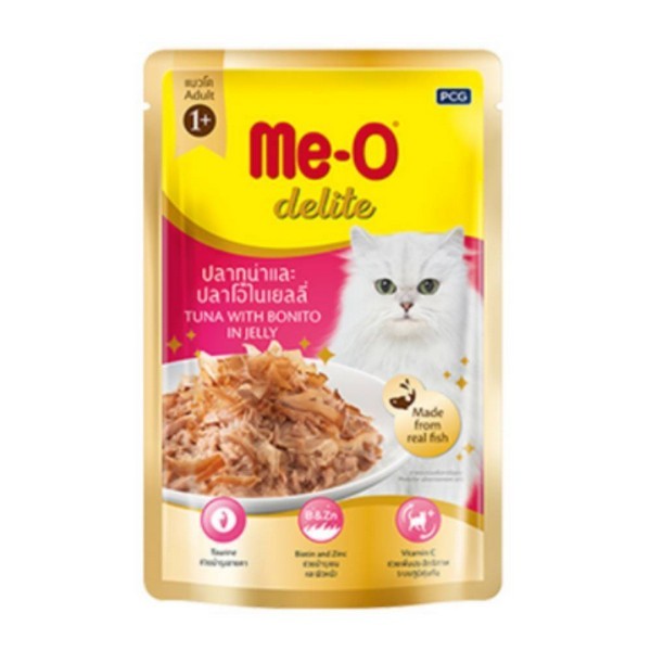Me-O Delite Tuna with Bonito in Jelly Wet Food for Adult Cat, 70 gm