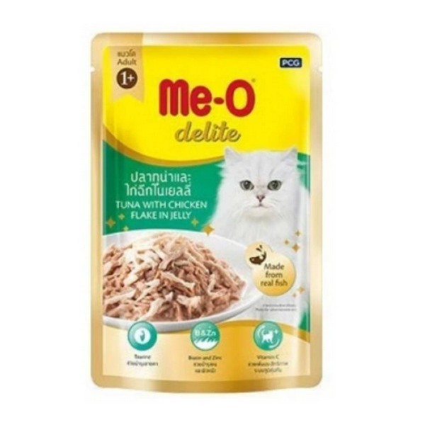 Me-O Delite Tuna with Chicken Flake in Jelly Wet Food for Adult Cat, 70 gm