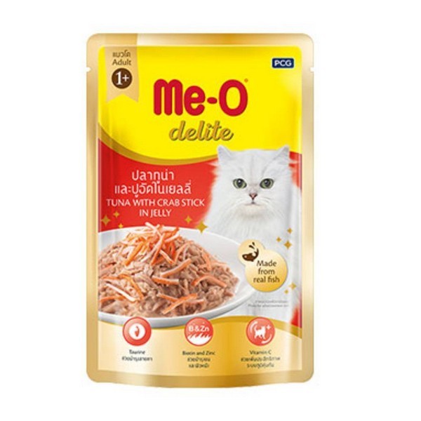 Me-O Delite Tuna with Crab Stick in Jelly Wet Food for Adult Cat, 70 gm