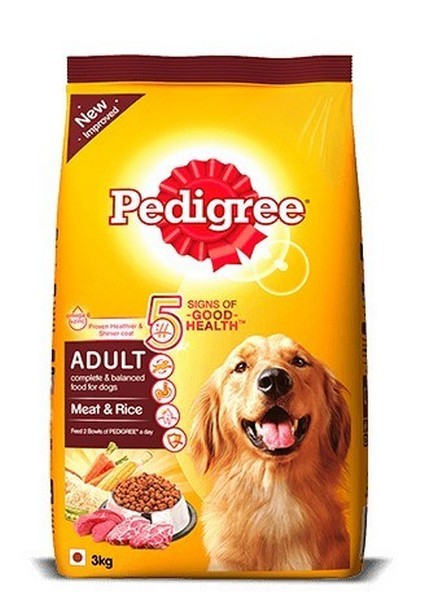Pedigree Dry Dog Food Meat & Rice For Adult Dogs 3Kg