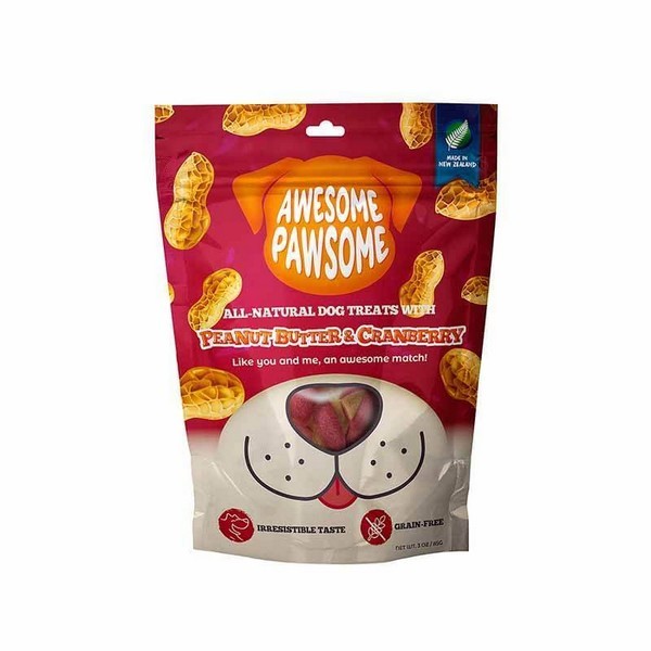 Awesome Pawsome All Natural Dog Treats Peanut Butter & Cranberry Flavor 85G