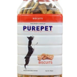 Purepet Chicken Flavour, Real Chicken Biscuit,Dog Treats- Jar, 455Gm
