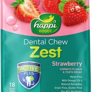 Happi Doggy Dental Chew Zest Dog Treats Strawberry, 150 gm