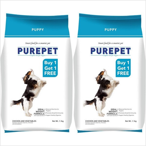 Purepet Chicken & Veg Puppy Dry Food 1.1 Kg (Buy 1 Get1 Free)