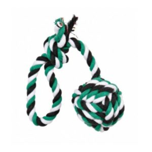 Trixie Playing Rope with Wooven-in Ball with Multi Color, 7 cm/50 cm