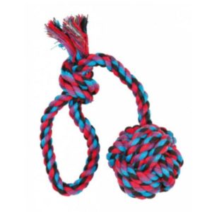 Trixie Playing Rope with Wooven-in Ball with Mix Color, 7 cm/50 cm
