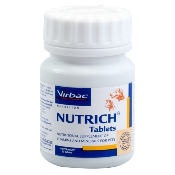 Virbac Nutrich Nutritional Supplement for Pets, 30 Tablets