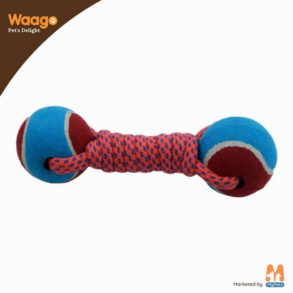 Waago Dumbbell Ball Canvas Interactive Chew Rope for Small and Medium Dogs