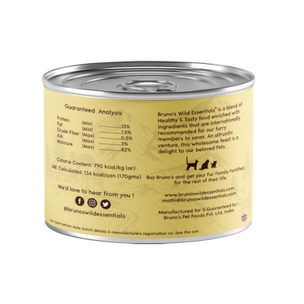 Bruno’s Wild Essentials Mackeral & Tuna in Gravy Food for Cat, All Ages,170g