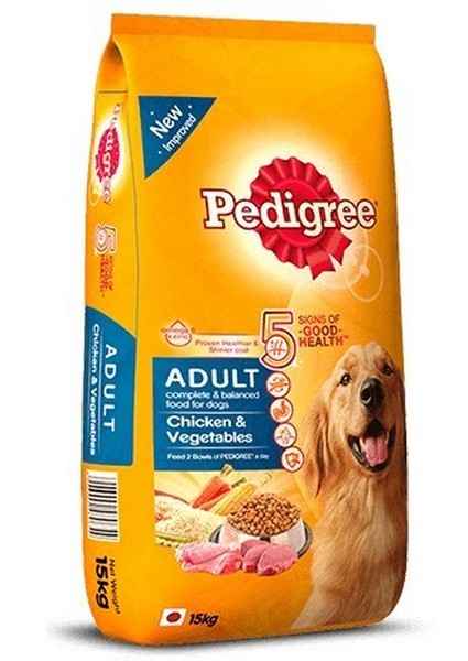 Pedigree Adult Dry Dog Food Chicken and Vegetables, 15Kg
