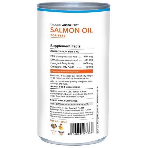 Drools Absolute Salmon Oil Syrup Dog Supplement 150Ml