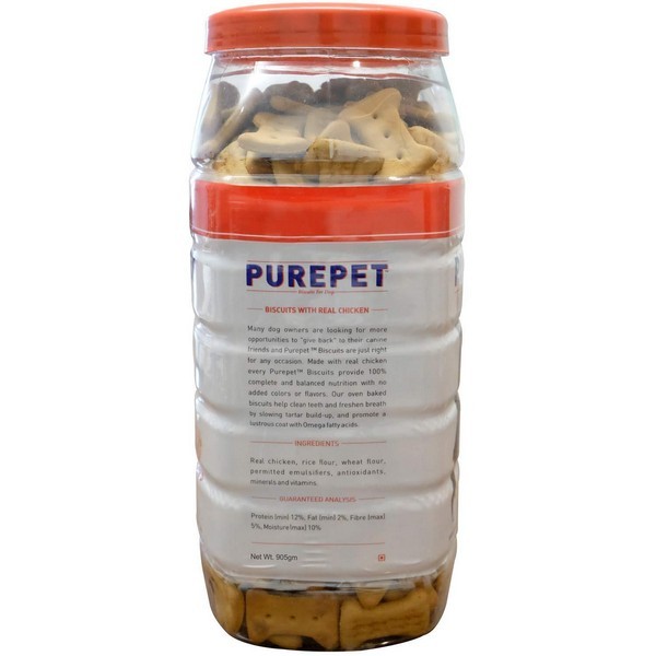 Purepet Chicken Flavour, Real Chicken Biscuit,Dog Treats- Jar, 905 Gm