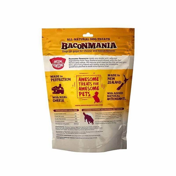 Awesome Pawsome All Natural Dog Treats Baconmania Flavor 85G