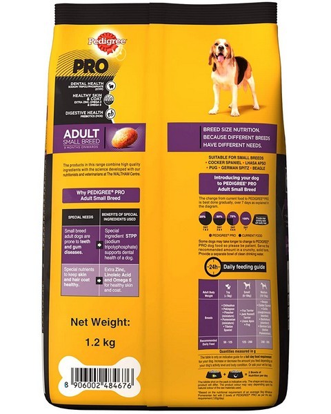 Pedigree Pro Expert Nutrition Adult Small Breed Dry Food, 1.2 kg