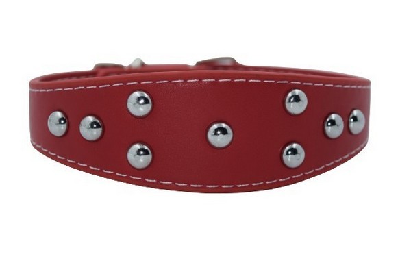 Pet Collar-Pseudo Leather 3, Red