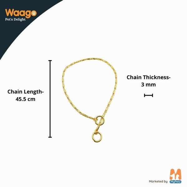 Waago Capsule Choke Golden Chain for Small Dog (3mmx45.5cm)