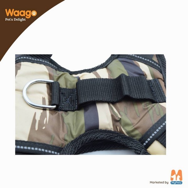 Waago Army Print Padded Double Body Harness for Dog, Small Size (30cm x 9cm)