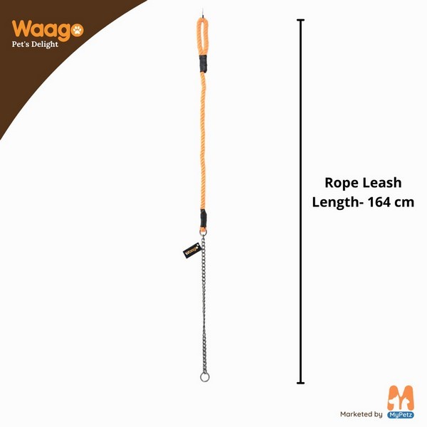 Waago Half Leash and Half Diamond Twisted shape Chain for Med Dog (164cm),Orange