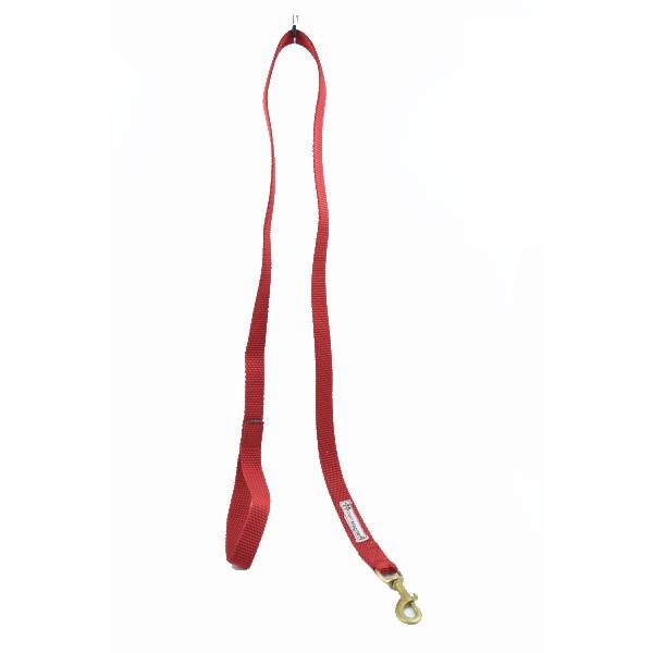 Waago 1 inch Nylon Leash with Brass Hook, Red (140 cm)