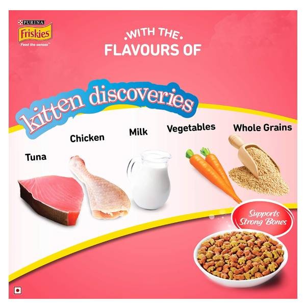 Friskies Kitten Discoveries Dry Food with Tuna,Chicken,Milk and Vegetables,400gm