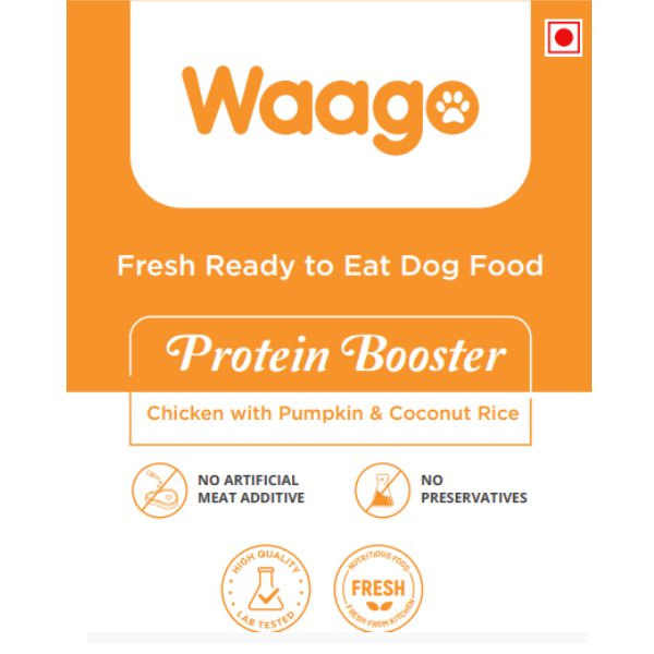Waago Home Made Fresh Food For Dog with Pumpkin and Coconut Rice (Protein Booster), 250gm, Pack of 4