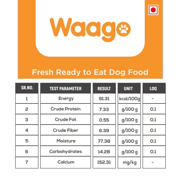 Waago Home Made Fresh Food For Dog With Lamb and Grain with Vegetables, 250gm, Pack of 2