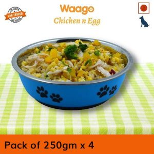 Waago Home Made Fresh Food For Dog- Chicken and Egg with Extra Virgin Olive Oil, 250gm, Pack of 4