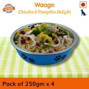 Waago Home Made Fresh Food For Dog With Chicken and Pumpkin Delight  (Brown Rice), 250gm,Pack of 4