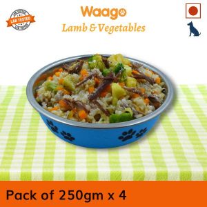 Waago Home Made Fresh Food For Dog With Lamb and Grain with Vegetables, 250gm, Pack of 4