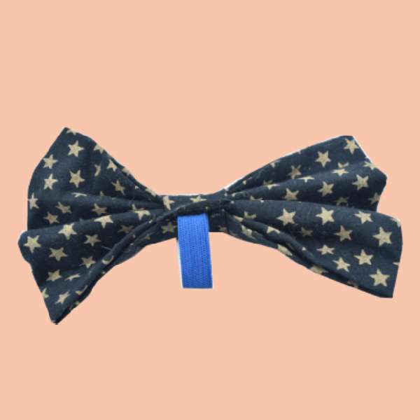 Waago Dog Bow Tie with Gold Star Print, (Size-5.5 / 3 inches)