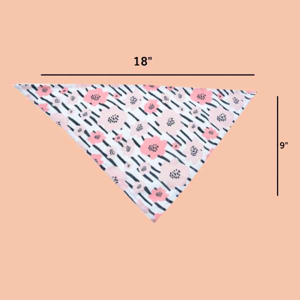 Waago Pink Flower Print Bandana for Your Lovely Dog ( Small & Medium Dog) 18/9 inches