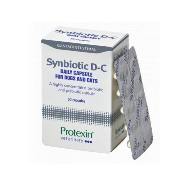 Synbiotic D-C Daily Probiotic and Prebiotic Capsule For Dogs and Cats, 50 Capsule