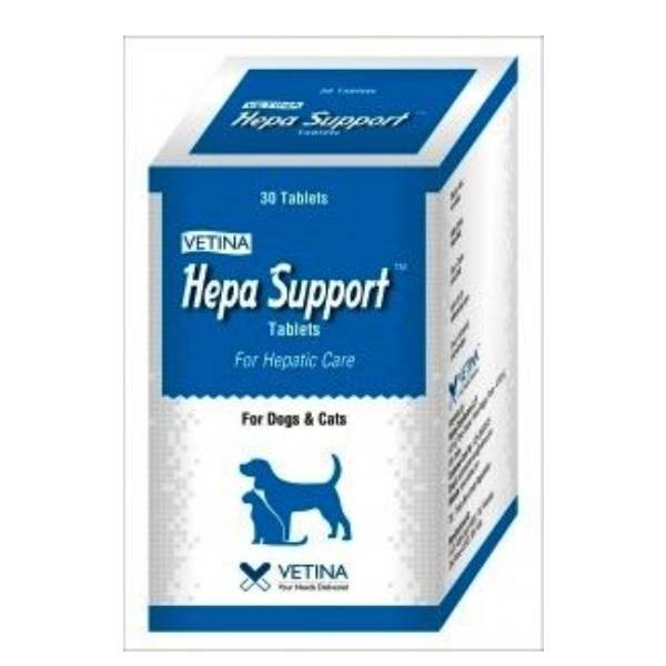 Vetina Hepa Support For Hepatic Care For Dogs and Cats, 30 Tablets