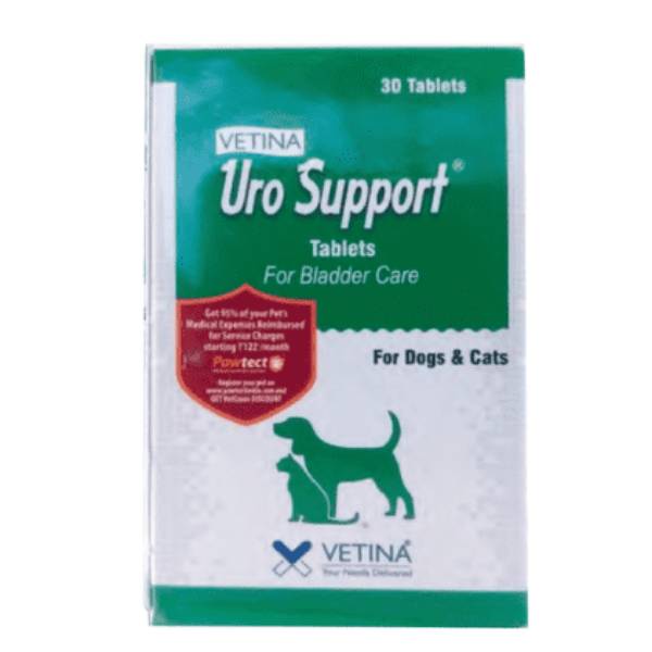 Vetina Uro Support For Bladder Care For Dogs and Cats, 30 Tablets