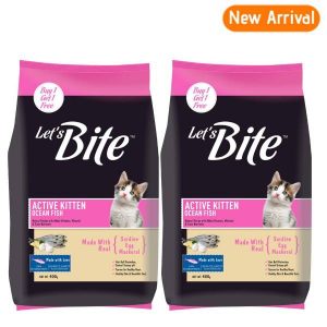 Let?s Bite Active Kitten Dry Cat Food, Ocean Fish, 400gm (Buy 1 Get 1 Free)