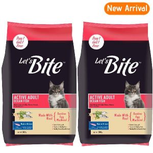 Let’s Bite Active Adult Dry Cat Food, Ocean Fish, 500gm (Buy 1 Get 1 Free)