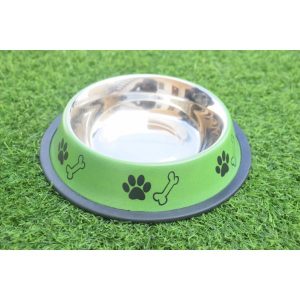 Waago Steel Feeding Bowl For Small Dogs And Cats- Size-No 0 (Green)
