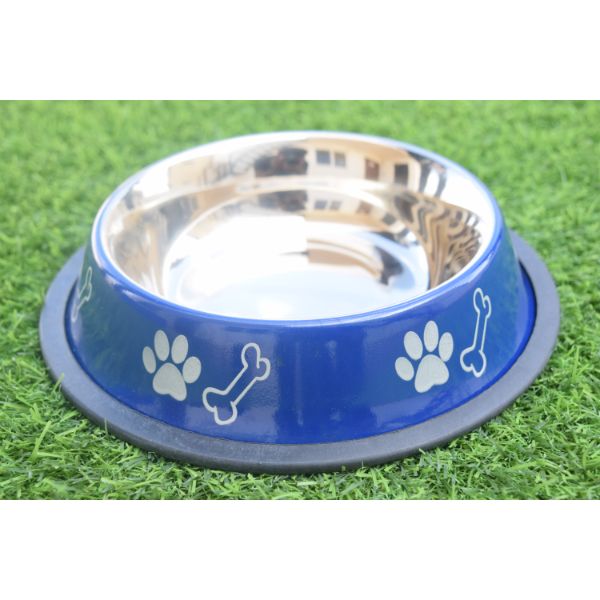 Waago Steel Feeding Bowl For Medium Dogs- Size-No 3 (Blue)