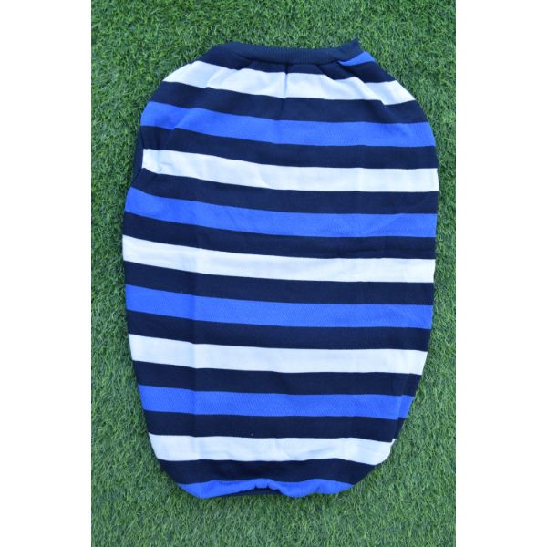 Waago Blue Stripe Winter T-Shirt For Small Dog-Size-14