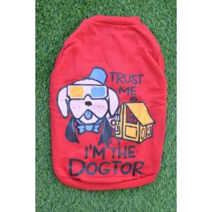 Waago “I Am The Doctor” Winter Red T-Shirt For Dog-Size-20