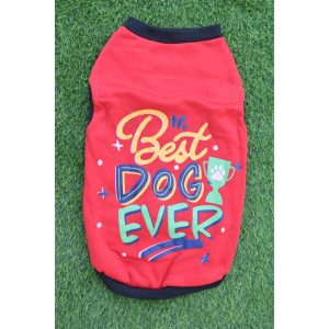 Waago “Best Dog Ever” Winter Red T-Shirt For Small Dog-Size-24