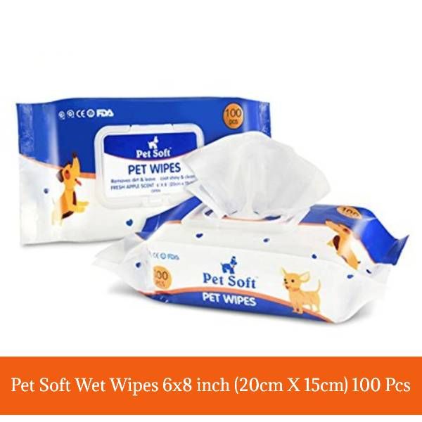 Pet Soft Wet Wipes 6×8 inch (20cm X 15cm) 100 Pcs