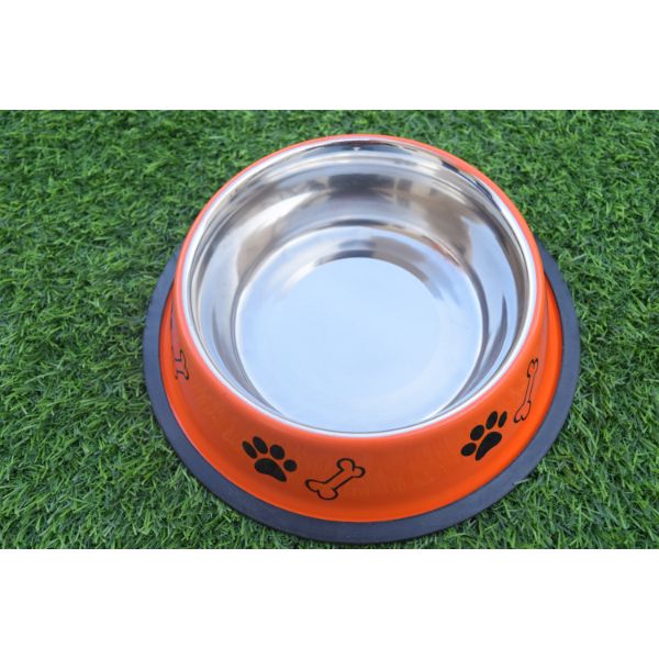 Waago Steel Feeding Bowl For Medium Dogs Size-No 2 (Red)