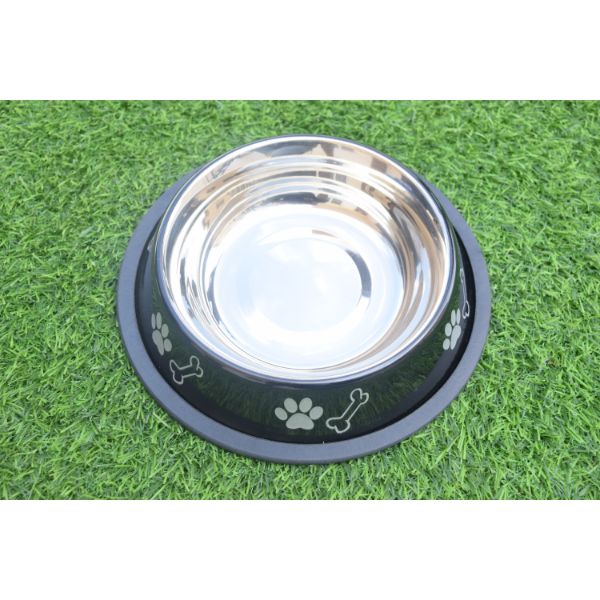 Waago Steel Feeding Bowl For Medium And Large Dogs- Size-No 4 (Black)