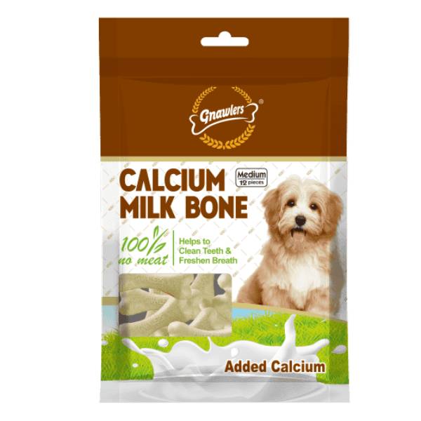 Gnawlers Calcium Milk Bone Medium, 12 Pcs