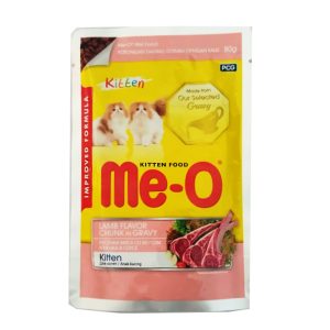 Me-O Wet Food For Kitten Lamb Flavour Chunks in Gravy, 80gm