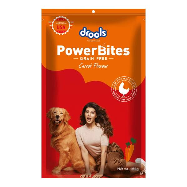 PowerBites Grain Free Treat For Dogs, 135 gm (Carrot Flavour)